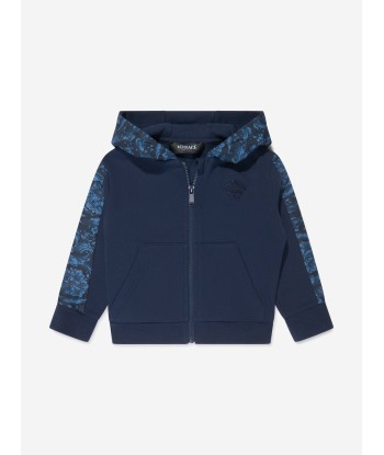 Versace Baby Boys Barocco Logo Zip Up Top in Navy ouvre sa boutique