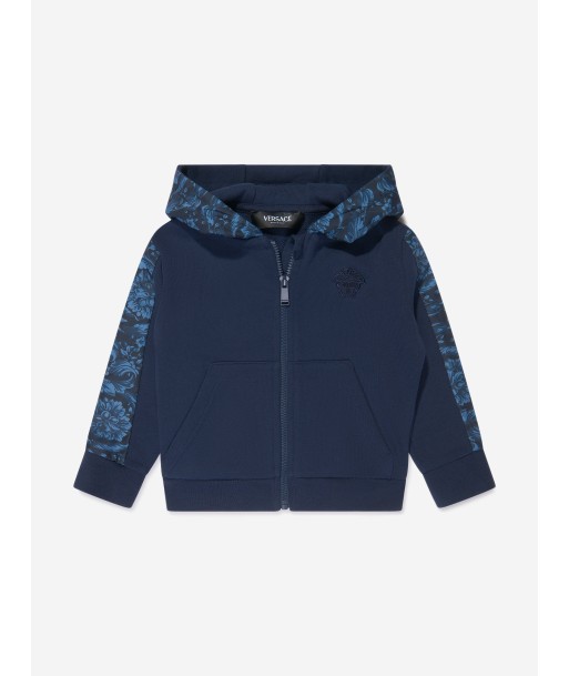 Versace Baby Boys Barocco Logo Zip Up Top in Navy ouvre sa boutique