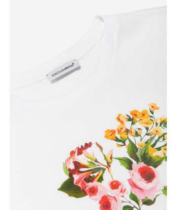 Dolce & Gabbana Girls Flower Print T-Shirt in White votre restaurant rapide dans 