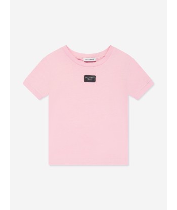 Dolce & Gabbana Girls Logo Label T-Shirt in Pink livraison et retour toujours gratuits