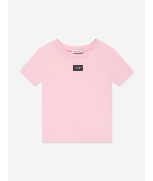 Dolce & Gabbana Girls Logo Label T-Shirt in Pink livraison et retour toujours gratuits