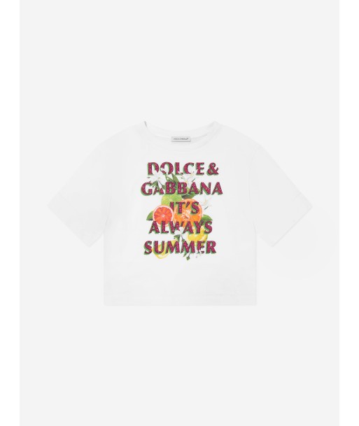 Dolce & Gabbana Girls It's Always Summer T-Shirt in White Par le système avancé 