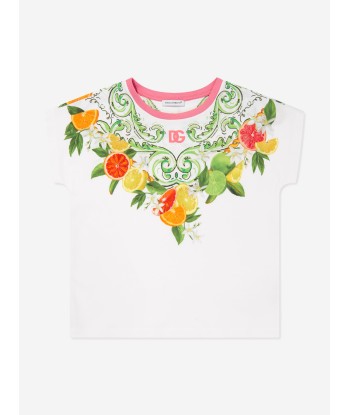 Dolce & Gabbana Girls Orange and Lemon Print T-Shirt in Multicolour Profitez des Offres !