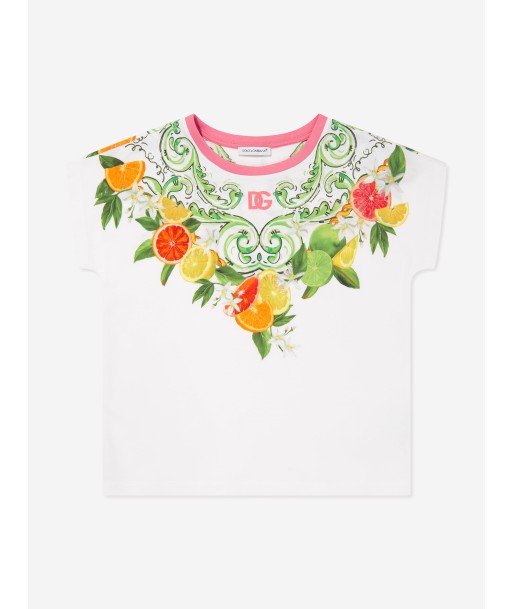 Dolce & Gabbana Girls Orange and Lemon Print T-Shirt in Multicolour Profitez des Offres !