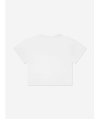 Dolce & Gabbana Girls Logo T-Shirt in White brillant des détails fins