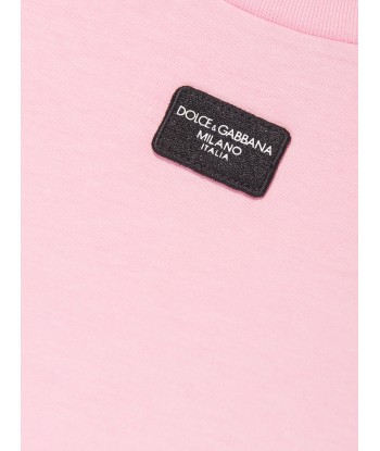 Dolce & Gabbana Girls Logo Label T-Shirt in Pink livraison et retour toujours gratuits