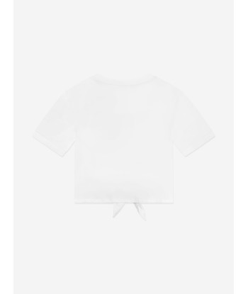 Dolce & Gabbana Girls Logo Tie Front T-Shirt in White Fin de série