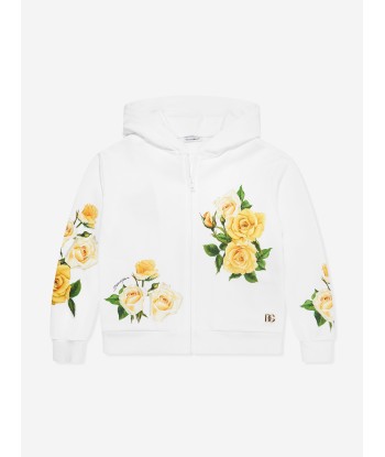 Dolce & Gabbana Girls Rose Print Hoodie in Multicolour destockage