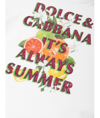 Dolce & Gabbana Girls It's Always Summer T-Shirt in White Par le système avancé 