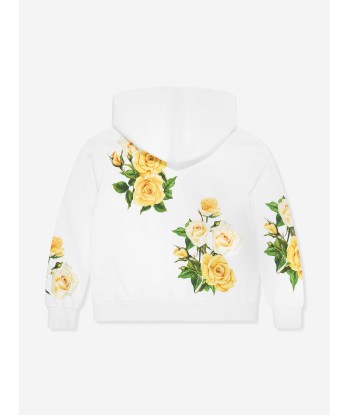 Dolce & Gabbana Girls Rose Print Hoodie in Multicolour destockage