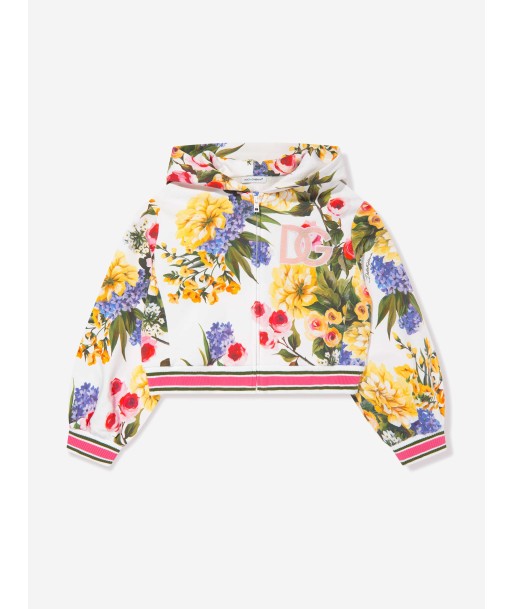 Dolce & Gabbana Girls Flower Print Zip Up Top in Multicolour de pas cher