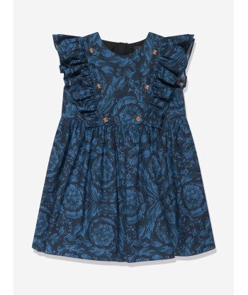 Versace Baby Girls Barocco Print Dress in Navy 50-70% off 