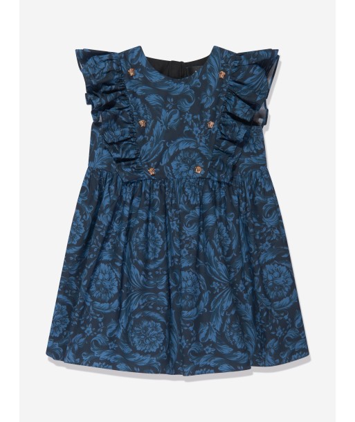 Versace Baby Girls Barocco Print Dress in Navy 50-70% off 