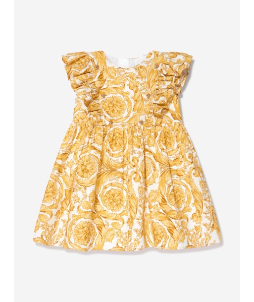 Versace Baby Girls Barocco Print Dress in Gold basket pas cher