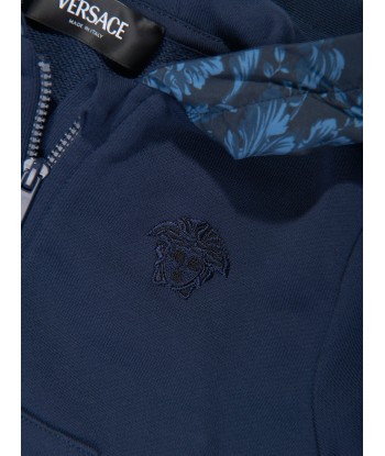 Versace Baby Boys Barocco Logo Zip Up Top in Navy ouvre sa boutique