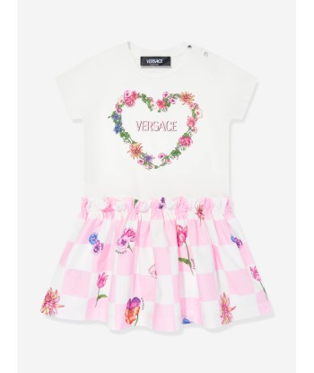 Versace Baby Girls Heart Logo Jersey Dress in White des créatures d'habitude