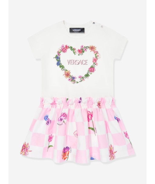 Versace Baby Girls Heart Logo Jersey Dress in White des créatures d'habitude