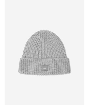 Acne Studios Kids Wool Knitted Beanie Hat in Grey en linge