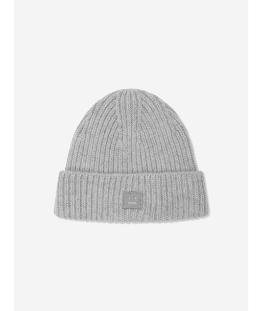 Acne Studios Kids Wool Knitted Beanie Hat in Grey en linge