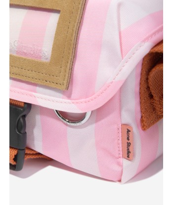 Acne Studios Kids Striped Messenger Bag in Pink pas cher 