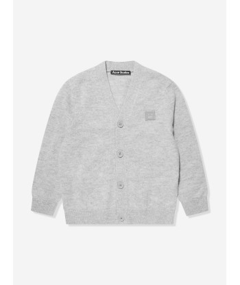 Acne Studios Kids Wool Logo Cardigan in Grey Profitez des Offres !