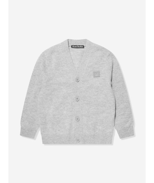 Acne Studios Kids Wool Logo Cardigan in Grey Profitez des Offres !