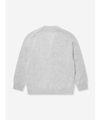 Acne Studios Kids Wool Logo Cardigan in Grey Profitez des Offres !