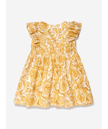 Versace Baby Girls Barocco Print Dress in Gold basket pas cher