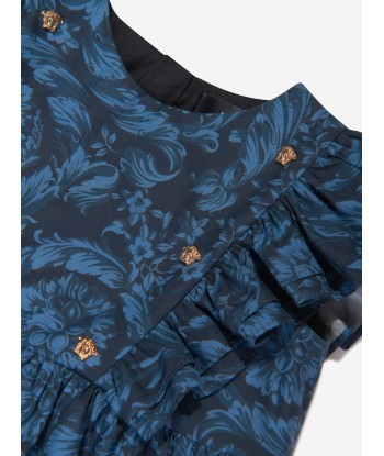 Versace Baby Girls Barocco Print Dress in Navy 50-70% off 