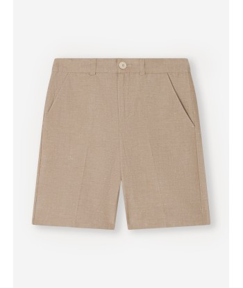 Bonpoint Boys Linen Calvin Shorts in Brown ouvre sa boutique