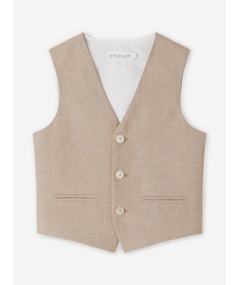 Bonpoint Boys Linen Angus Waistcoat in Brown Venez découvrir notre 