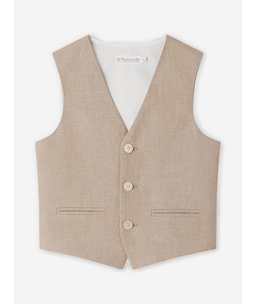 Bonpoint Boys Linen Angus Waistcoat in Brown Venez découvrir notre 