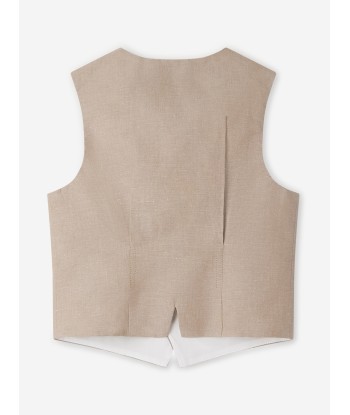 Bonpoint Boys Linen Angus Waistcoat in Brown Venez découvrir notre 