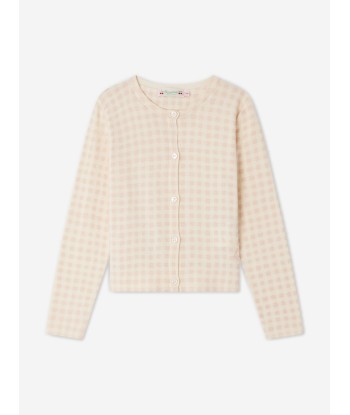 Bonpoint Girls Checked Tyra Cardigan in Pink Dans la société mordern