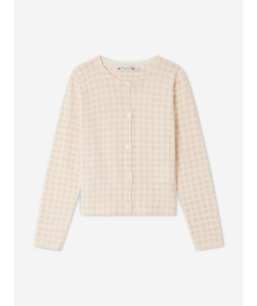 Bonpoint Girls Checked Tyra Cardigan in Pink Dans la société mordern