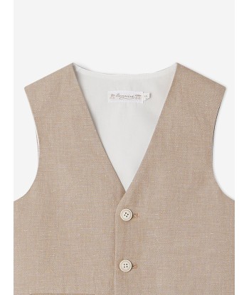 Bonpoint Boys Linen Angus Waistcoat in Brown Venez découvrir notre 