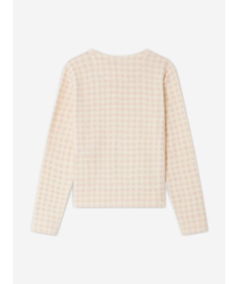 Bonpoint Girls Checked Tyra Cardigan in Pink Dans la société mordern