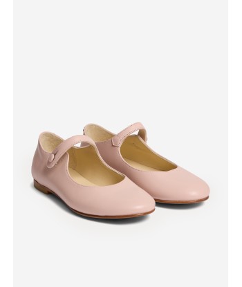 Bonpoint Girls Ella Leather Ballerina Pumps in Pink Venez acheter