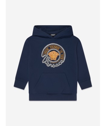 Versace Boys Nautical Medusa Hoodie in Navy Dans la société mordern