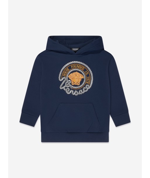 Versace Boys Nautical Medusa Hoodie in Navy Dans la société mordern