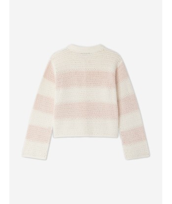 Bonpoint Girls Faro Striped Cardigan in Pink ou a consommer sur place