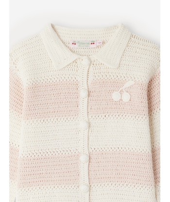 Bonpoint Girls Faro Striped Cardigan in Pink ou a consommer sur place