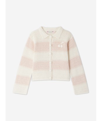 Bonpoint Girls Faro Striped Cardigan in Pink ou a consommer sur place