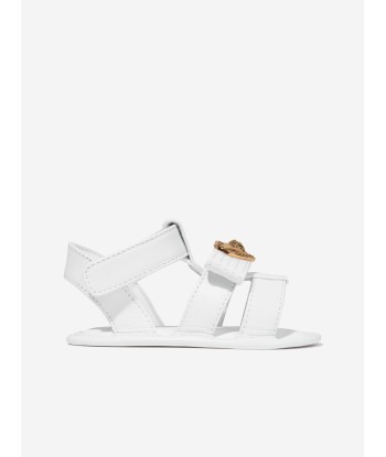 Versace Baby Girls Leather Medusa Heart Sandals in White pas cher