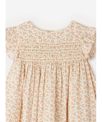 Bonpoint Girls Colombine Floral Dress in Beige pas chere