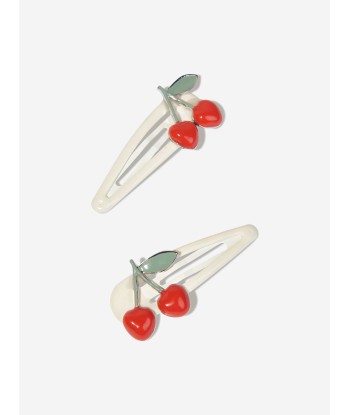 Bonpoint Girls Cherry Hair Clips in White de l' environnement