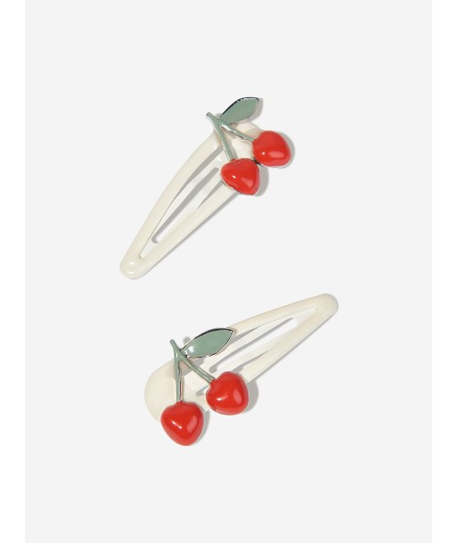 Bonpoint Girls Cherry Hair Clips in White de l' environnement