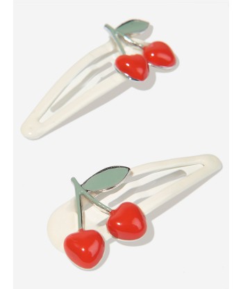 Bonpoint Girls Cherry Hair Clips in White de l' environnement