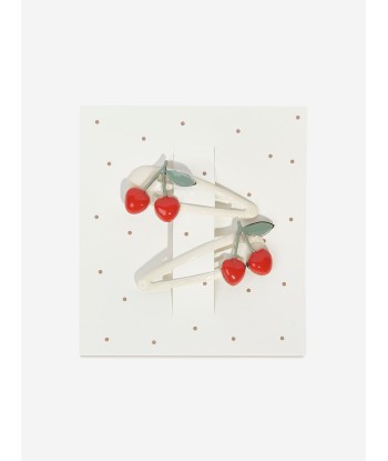 Bonpoint Girls Cherry Hair Clips in White de l' environnement