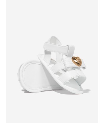 Versace Baby Girls Leather Medusa Heart Sandals in White pas cher